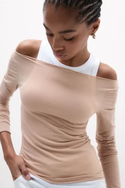 Bluzka z Dekoltem w Łódkę z Bawełny Ultralight Cotton