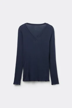 Bluzka z Dekoltem w Szpic z Ultralekkiego Modalu z Kaszmirem