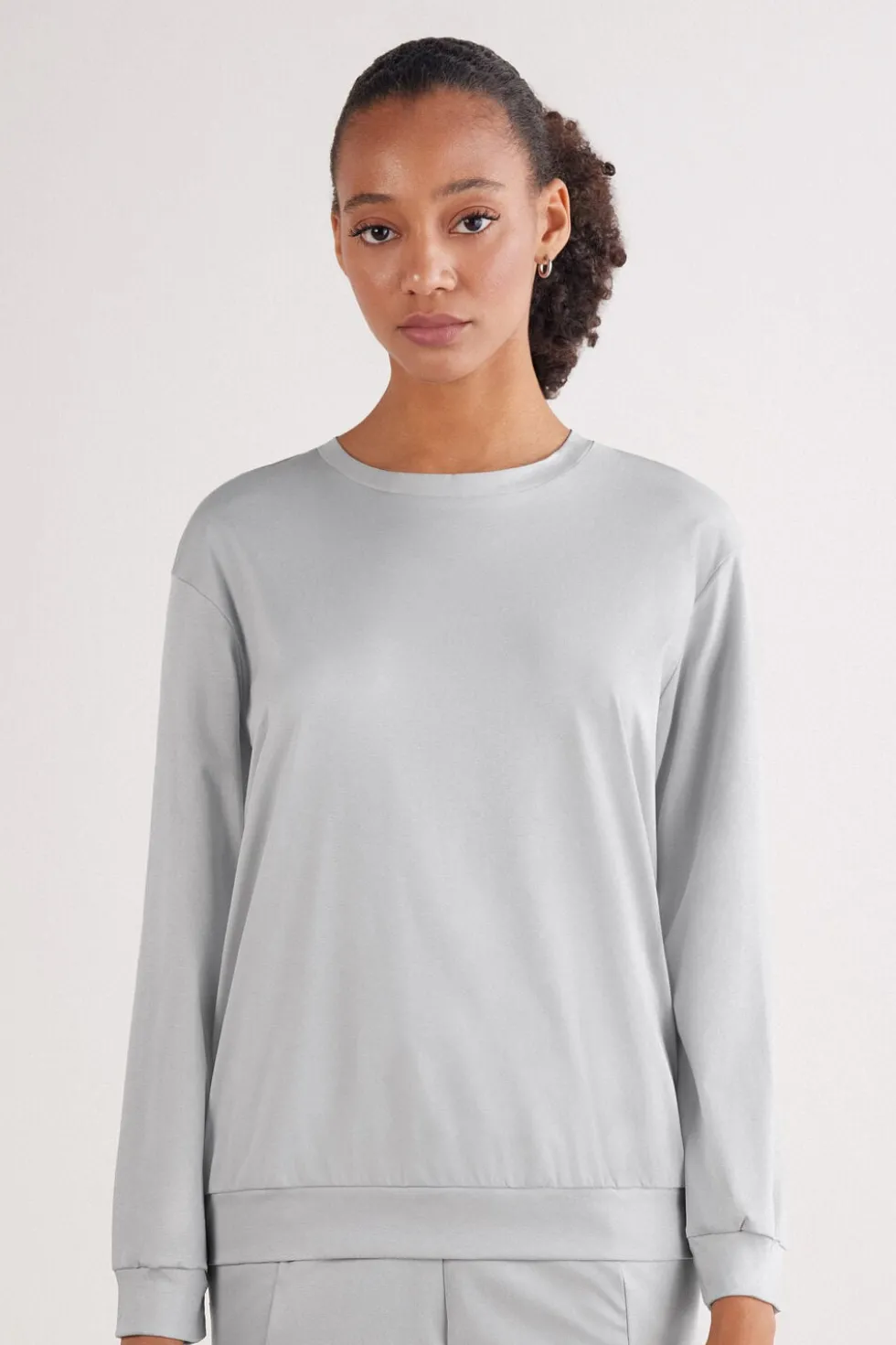 Bluzka z Długim Rękawem z Bawełny Elevated Cotton