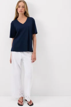 Bluzka z Krótkim Rękawem z Dekoltem w Serek z bawełny Elevated Cotton