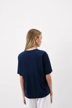 Bluzka z Krótkim Rękawem z Dekoltem w Serek z bawełny Elevated Cotton