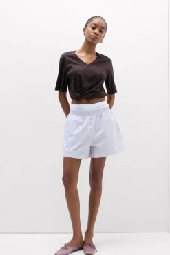 Bluzka z Krótkim Rękawem z Dekoltem w Serek z bawełny Elevated Cotton