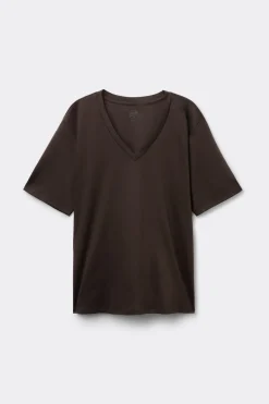 Bluzka z Krótkim Rękawem z Dekoltem w Serek z bawełny Elevated Cotton