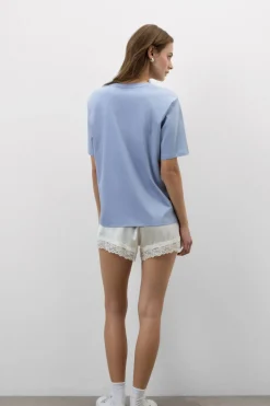 Bluzka z Krótkim Rękawem z Dekoltem w Serek z bawełny Elevated Cotton