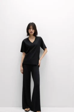 Bluzka z Krótkim Rękawem z Dekoltem w Serek z bawełny Elevated Cotton