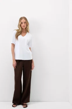 Bluzka z Krótkim Rękawem z Dekoltem w Serek z bawełny Elevated Cotton