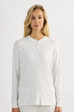 Bluzka z Modalu z Długim Rękawem Rozpinana z Przodu Chic Comfort