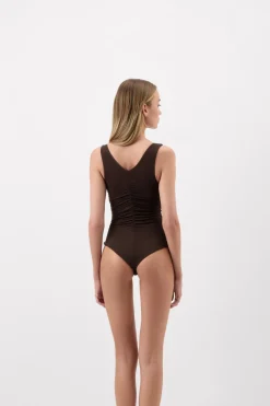 Body na Szerokich Ramiączkach z Marszczeniami z Tkaniny Fresh Bamboo