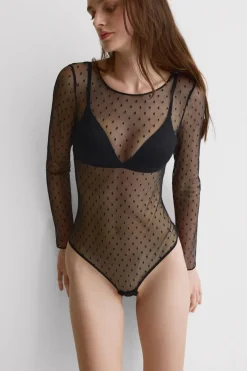 Body z Długim Rękawem z Koronki Flirt Fearlessly