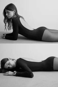 Body z Długim Rękawem z Tkaniny Essential Modal z Odkrytymi Plecami
