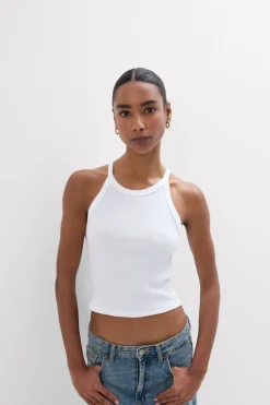 Crop Top w Prążki z Bawełny Superior