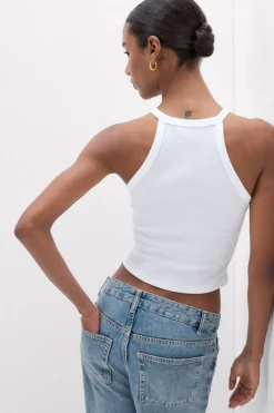 Crop Top w Prążki z Bawełny Superior