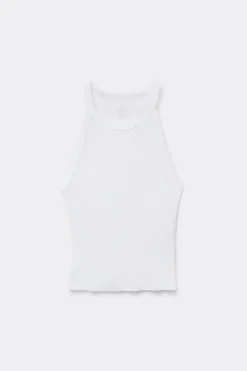 Crop Top w Prążki z Bawełny Superior
