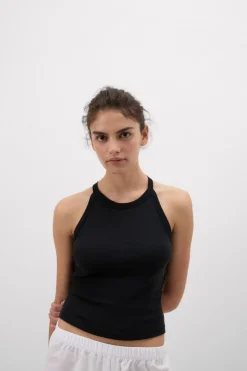 Crop Top w Prążki z Bawełny Superior