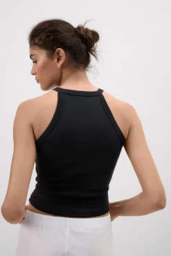 Crop Top w Prążki z Bawełny Superior