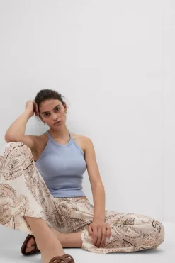 Crop Top w Prążki z Bawełny Superior