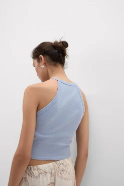 Crop Top w Prążki z Bawełny Superior