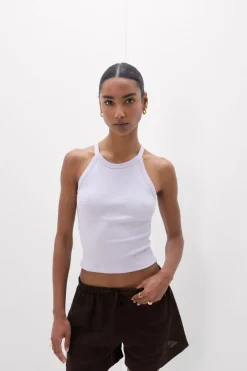 Crop Top w Prążki z Bawełny Superior