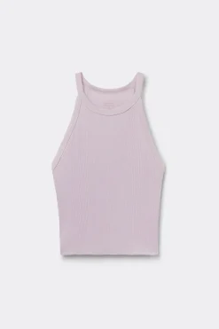 Crop Top w Prążki z Bawełny Superior