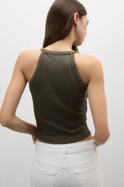 Crop Top w Prążki z Bawełny Superior