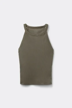 Crop Top w Prążki z Bawełny Superior
