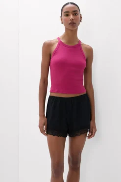 Crop Top w Prążki z Bawełny Superior