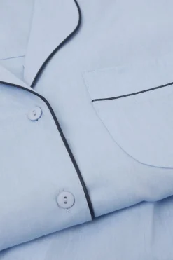 Długa Piżama z Bawełny i Modalu Chambray NI