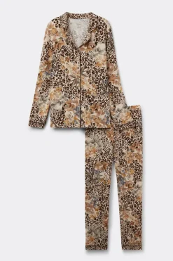 Długa Rozpinana z Przodu Piżama z Modalu Animalier Simply Iconic