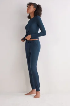 Długie Spodnie z Modalu ze Ściągaczem