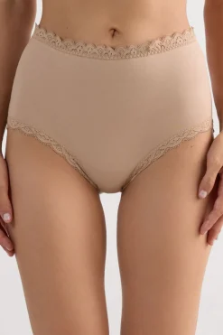 Figi Culotte z Wysokim Stanem z Bawełny i Koronki