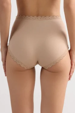 Figi Culotte z Wysokim Stanem z Bawełny i Koronki