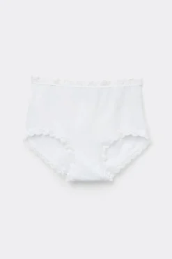 Figi Culotte z Wysokim Stanem z Bawełny i Koronki