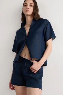 Koszula z Krótkim Rękawem z Płótna Lnianego The Pure Linen