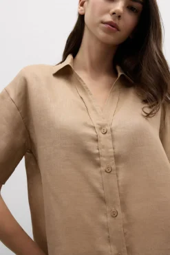 Koszula z Krótkim Rękawem z Płótna Lnianego The Pure Linen