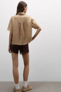 Koszula z Krótkim Rękawem z Płótna Lnianego The Pure Linen