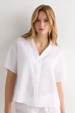 Koszula z Krótkim Rękawem z Płótna Lnianego The Pure Linen