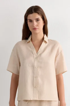 Koszula z Krótkim Rękawem z Płótna Lnianego The Pure Linen
