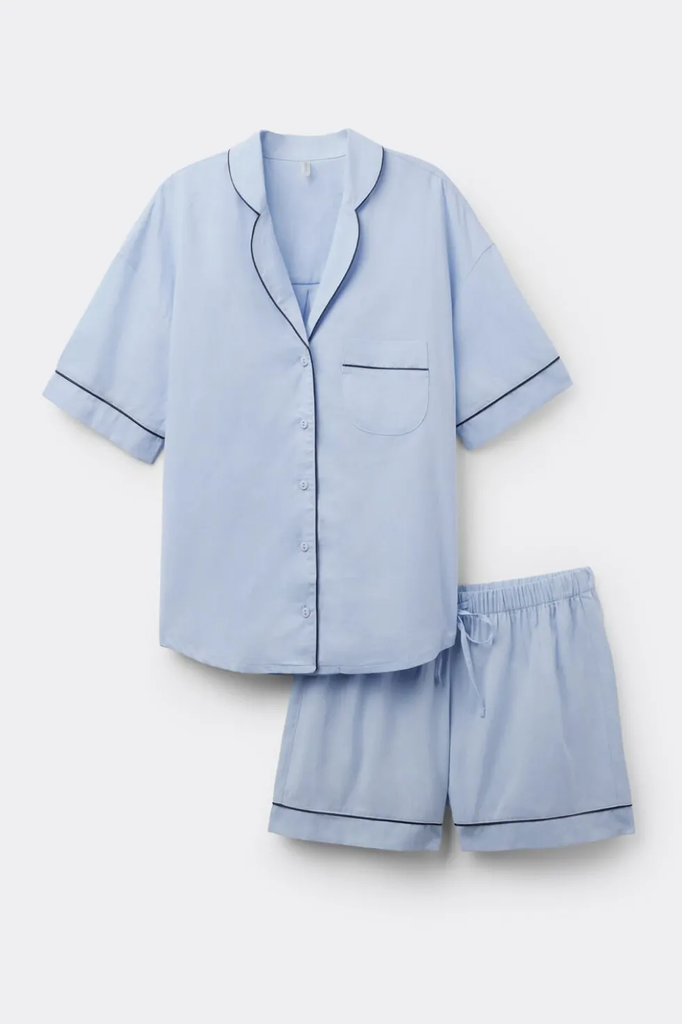 Krótka Piżama z Bawełny i Modalu Chambray NI