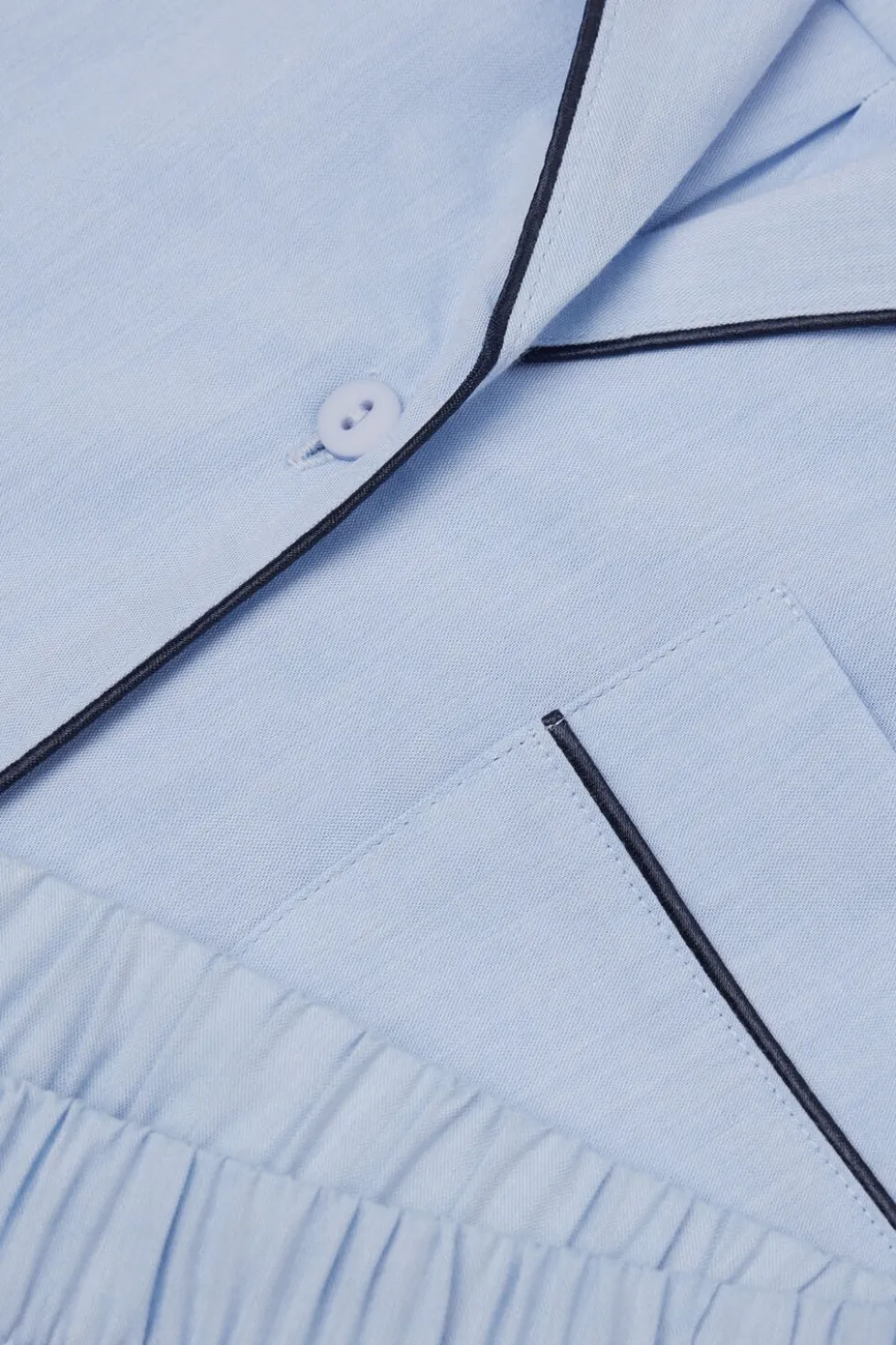 Krótka Piżama z Bawełny i Modalu Chambray NI