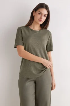 Lniana Bluzka z Krótkim Rękawem The Pure Linen
