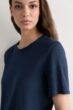Lniana Bluzka z Krótkim Rękawem The Pure Linen