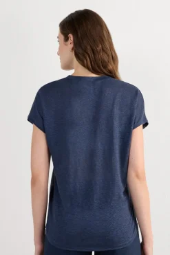 Lniana Bluzka zKrótkim Rękawem iDekoltem wSerek The Pure Linen