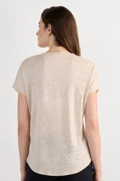 Lniana Bluzka zKrótkim Rękawem iDekoltem wSerek The Pure Linen