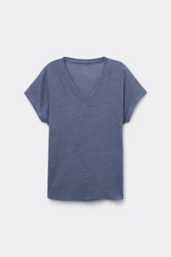 Lniana Bluzka zKrótkim Rękawem iDekoltem wSerek The Pure Linen