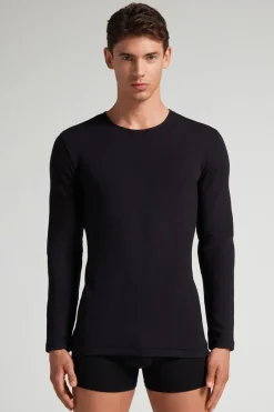 Longsleeve z Modalu z Kaszmirem z Dekoltem Pod Szyję