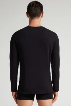 Longsleeve z Modalu z Kaszmirem z Dekoltem Pod Szyję