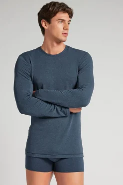 Longsleeve z Modalu z Kaszmirem z Dekoltem Pod Szyję