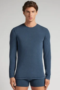 Longsleeve z Modalu z Kaszmirem z Dekoltem Pod Szyję