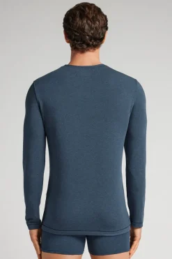 Longsleeve z Modalu z Kaszmirem z Dekoltem Pod Szyję
