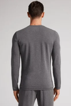 Longsleeve z Modalu z Kaszmirem z Dekoltem Pod Szyję
